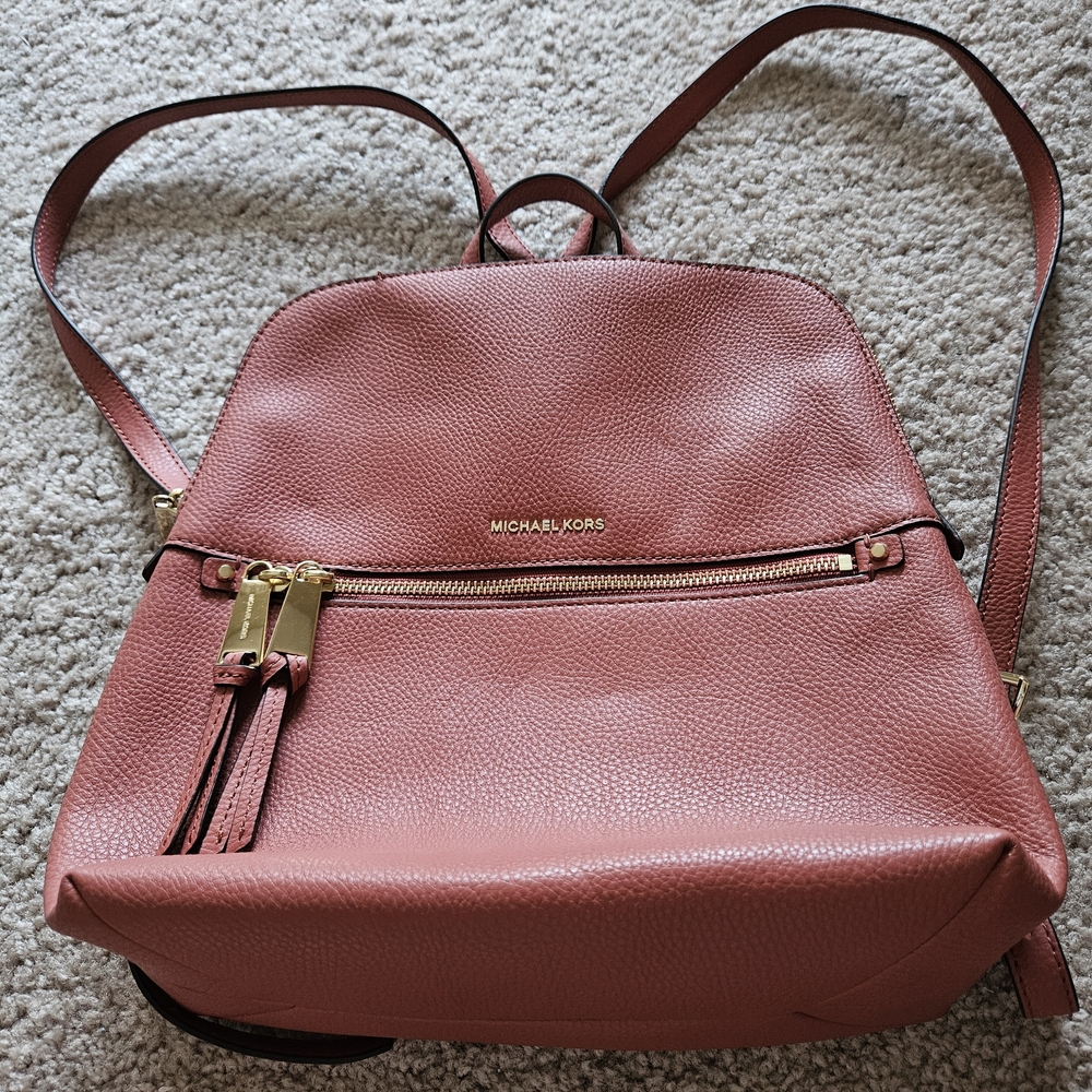 Michael Kors Pink Leather Backpack with Gold Details